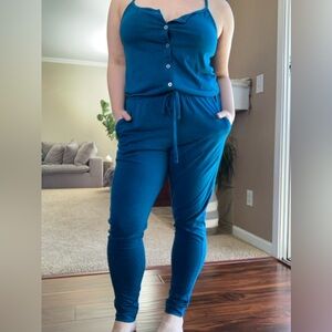 Roxy Teal Sleeveless Jumpsuit